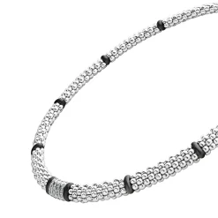 Best Sale Four Station Diamond Caviar Necklace Silver