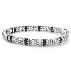 Fashion Four Station Diamond Caviar Bracelet | 6Mm Silver