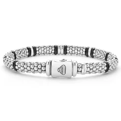 Fashion Four Station Diamond Caviar Bracelet | 6Mm Silver