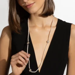 Hot Four Station Love Knot Pearl Necklace Caviar Necklaces