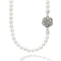 Cheap Four Station Love Knot Pearl Necklace Two-Tone