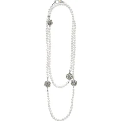 New Four Station Love Knot Pearl Necklace Long Necklaces