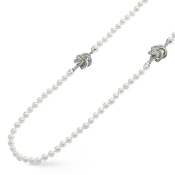 New Four Station Love Knot Pearl Necklace Long Necklaces