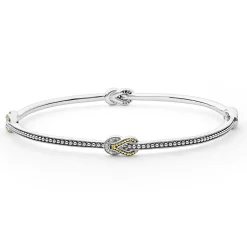 Outlet Four Station Two-Tone Knot Diamond Bangle Bracelet Bangles