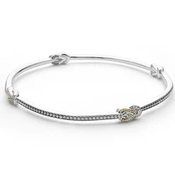 Discount Four Station Two-Tone Knot Diamond Bangle Bracelet Two-Tone