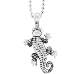 New Gecko Pendant Necklace Silver