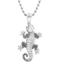 New Gecko Pendant Necklace Silver