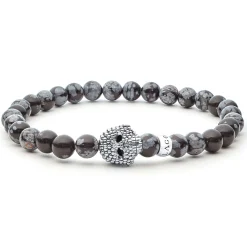 Outlet Gemstone Skull Stretch Bracelet Gift Set Silver