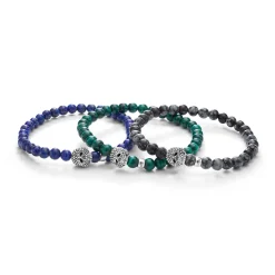 Best Sale Gemstone Skull Stretch Bracelet Gift Set Gemstones