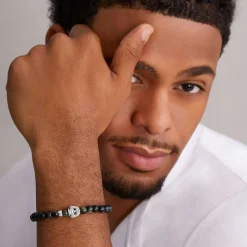 Clearance Golden Obsidian Skull Bracelet Silver