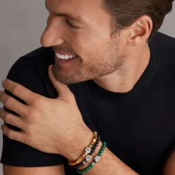 Clearance Golden Obsidian Skull Bracelet Silver