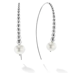 Sale Graduated Bead Pearl Earrings Silver