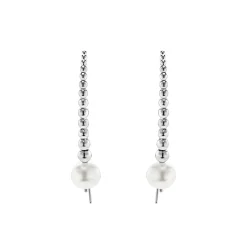 Sale Graduated Bead Pearl Earrings Silver