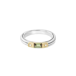 Clearance Green Tourmaline And Diamond Stacking Ring Two-Tone