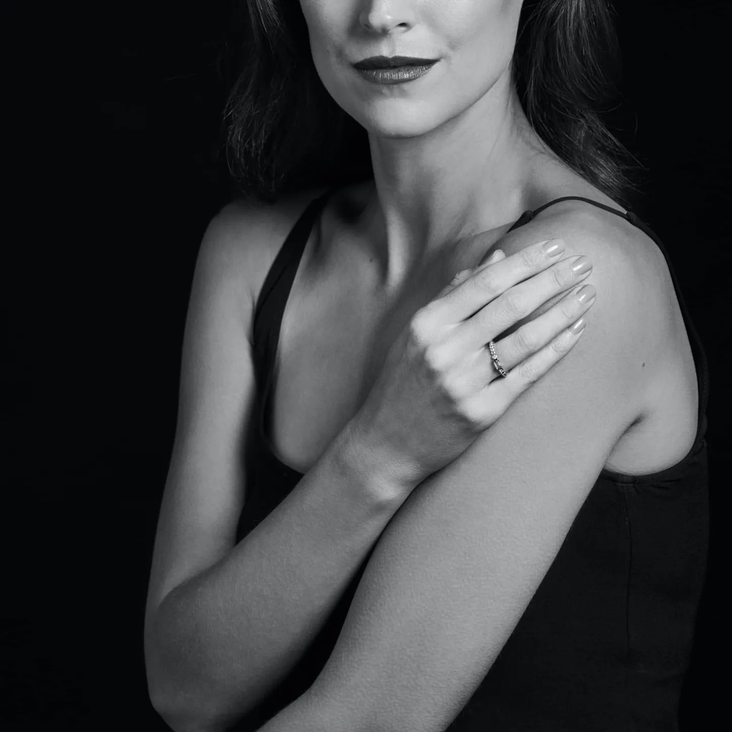 Sale Green Tourmaline Stacking Ring With Diamonds Two-Tone