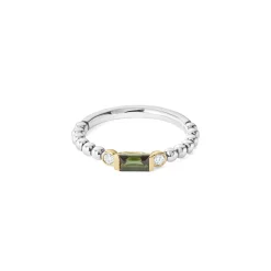 Sale Green Tourmaline Stacking Ring With Diamonds Two-Tone