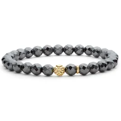 Cheap Hematite Gold Station Bead Bracelet Gemstones