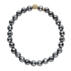 Cheap Hematite Gold Station Bead Bracelet Gemstones