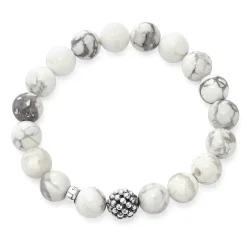 Store Howlite Silver Station Bead Bracelet Silver