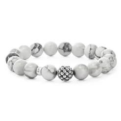 Shop Howlite Silver Station Bead Bracelet Gemstones