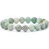 Hot Jade Silver Station Bead Bracelet Silver