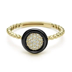 Flash Sale 18K Gold And Black Ceramic Diamond Ring Gold