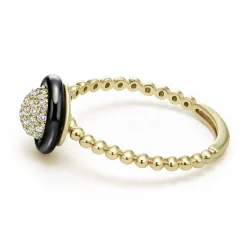Flash Sale 18K Gold And Black Ceramic Diamond Ring Gold