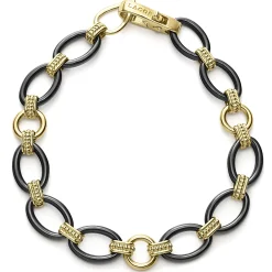Clearance 18K Gold And Black Ceramic Link Bracelet Gold