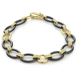 Clearance 18K Gold And Black Ceramic Link Bracelet Gold