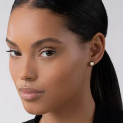 Best Sale 18K Gold And Black Ceramic Diamond Stud Earrings Gold