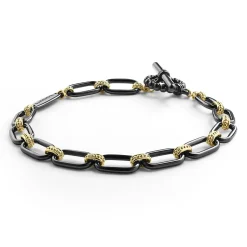Hot 18K Gold And Black Ceramic Link Bracelet Gold