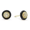 New 18K Gold And Black Ceramic Diamond Stud Earrings Diamonds