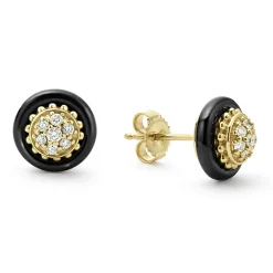 New 18K Gold And Black Ceramic Diamond Stud Earrings Diamonds