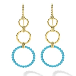 Clearance 18K Gold And Blue Ceramic Circle Drop Earrings Gold