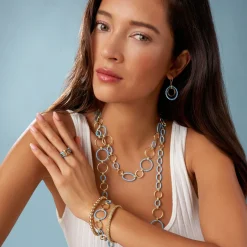 Shop 18K Gold And Blue Ceramic Link Bracelet Gold