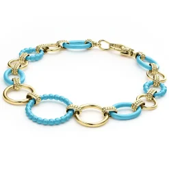 Cheap 18K Gold And Blue Ceramic Link Bracelet Link Bracelets