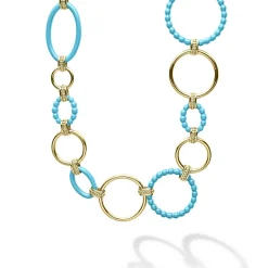 Outlet 18K Gold And Blue Ceramic Link Necklace Gold
