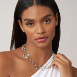 Outlet 18K Gold And Blue Ceramic Link Necklace Gold