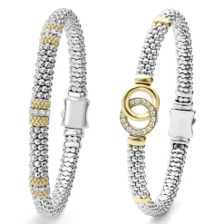 Sale 18K Gold And Diamond Bracelet Gift Set Two-Tone