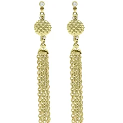 Cheap 18K Gold And Diamond Chain Tassel Drop Earrings Diamonds