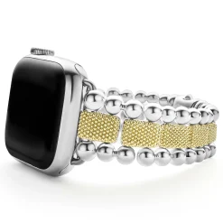 Sale 18K Gold And Sterling Silver Caviar Beaded Watch Bracelet-38-45Mm Two-Tone