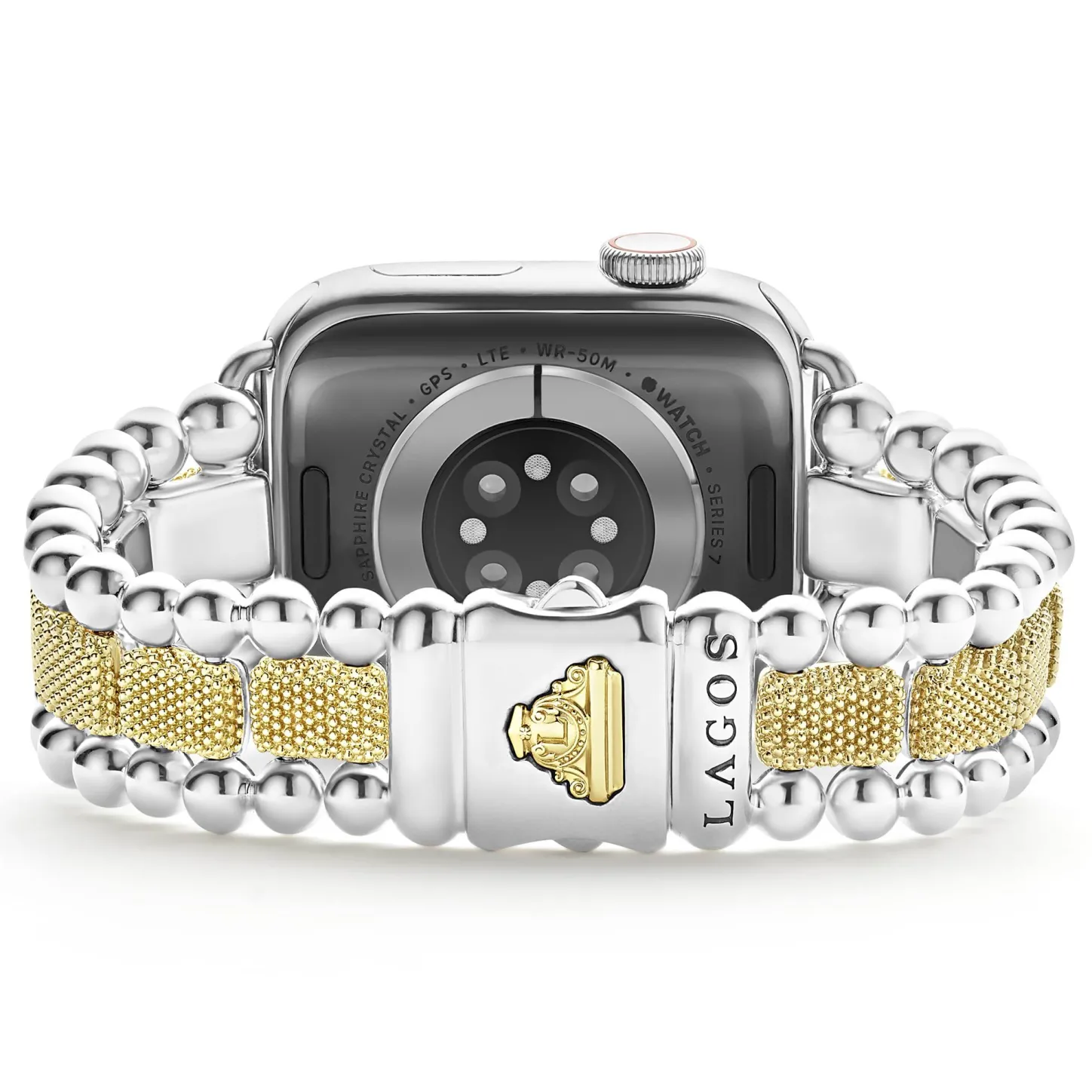 Sale 18K Gold And Sterling Silver Caviar Beaded Watch Bracelet-38-45Mm Two-Tone
