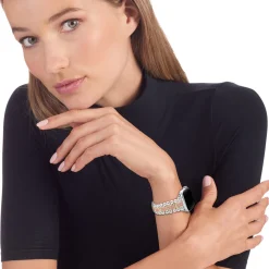 Sale 18K Gold And Sterling Silver Pink Sapphire Watch Bracelet-38-45Mm Gemstones