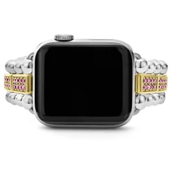 Sale 18K Gold And Sterling Silver Pink Sapphire Watch Bracelet-38-45Mm Gemstones