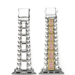 Sale 18K Gold And Sterling Silver Pink Sapphire Watch Bracelet-38-45Mm Gemstones