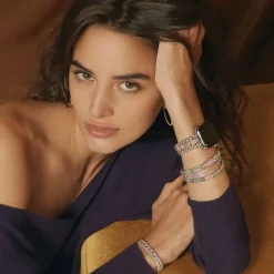 Sale 18K Gold And Sterling Silver Pink Sapphire Watch Bracelet-38-45Mm Gemstones