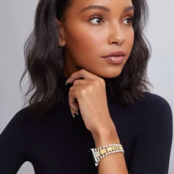 Clearance 18K Gold And Sterling Silver Single Diamond Watch Bracelet-42-49Mm Diamonds