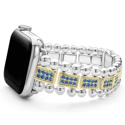 Best 18K Gold And Sterling Silver Blue Sapphire Watch Bracelet-38-45Mm Two-Tone