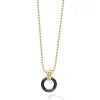 Discount 18K Gold Black Ceramic Circle Pendant Necklace Gold