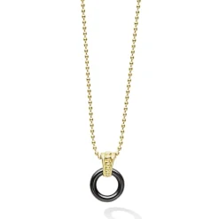Discount 18K Gold Black Ceramic Circle Pendant Necklace Gold